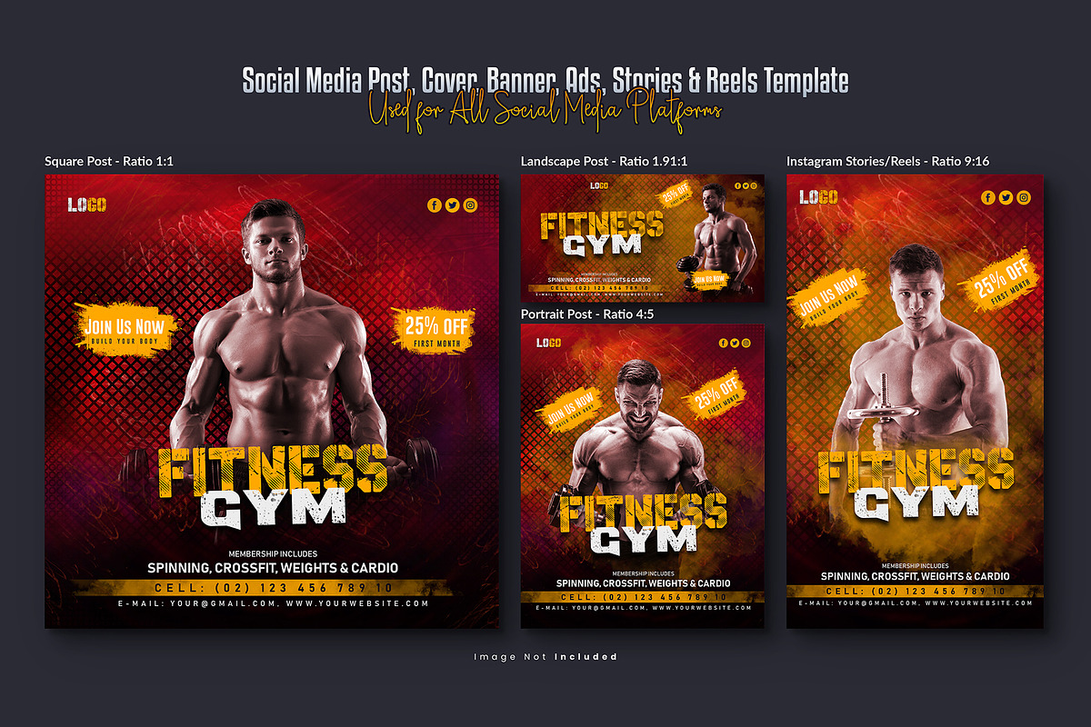 Fitness Gym Social Media Template, a Social Media Template by Creative_View (Photo 2 of 8)