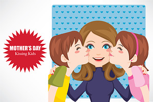 Mother's Day Kissing Kids