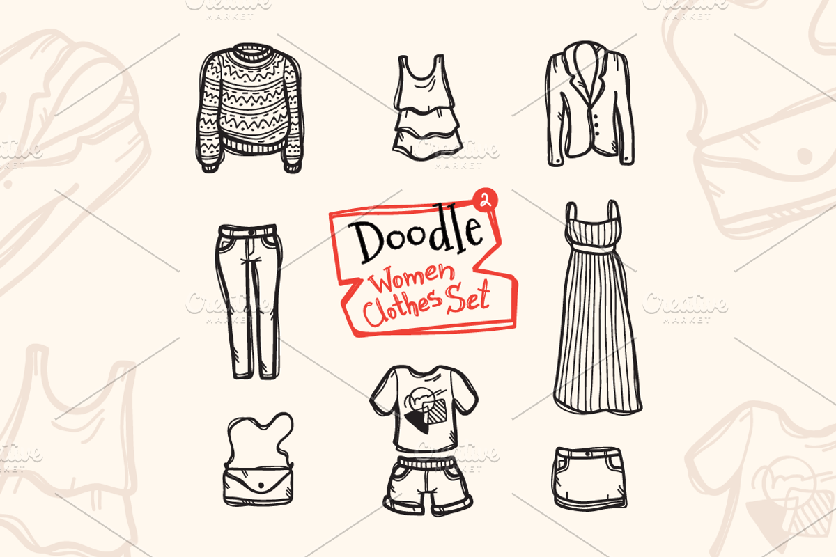 8 Doodle Icons. Women Clothes #2, an Outline Icon by Trapezoid (Photo 1 of 2)