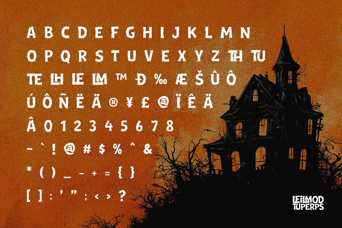 Leilmod Tuperps Horror Display Font, a Sans Serif Font by Maulana Creative (Photo 7 of 7)