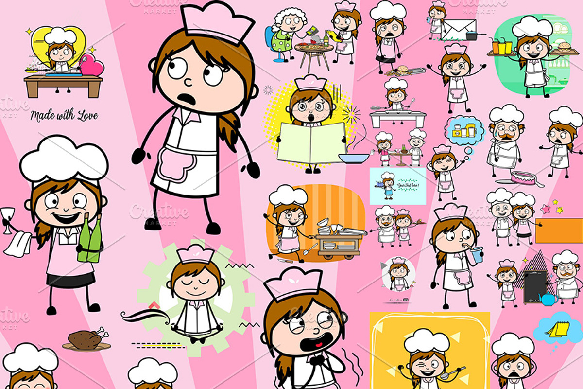 Waitress ~ Cartoon Character Set, a Food Illustration by The Toon Company (Photo 7 of 10)