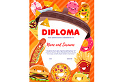 Kids diploma, fast food characters, an Education Illustration by Vector Tradition (Thumbnail 1 of 3)