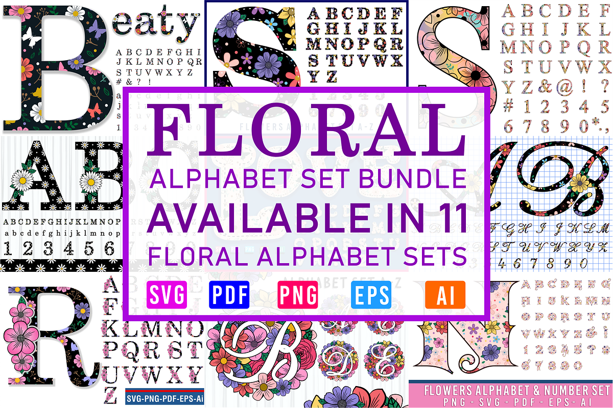 Floral Alphabet, Floral Font SVG, an Object Graphic by D2PUTRI (Photo 1 of 31)