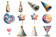 retro new year clipart, an Illustration by DreamArtGraphic (Thumbnail 3 of 4)