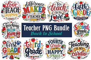 Teacher PNG Bundle, Back to School, a Seasonal Illustration by CreationArt