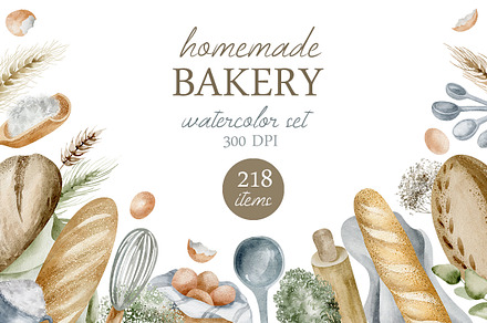 Home Bakery Watercolor Clipart