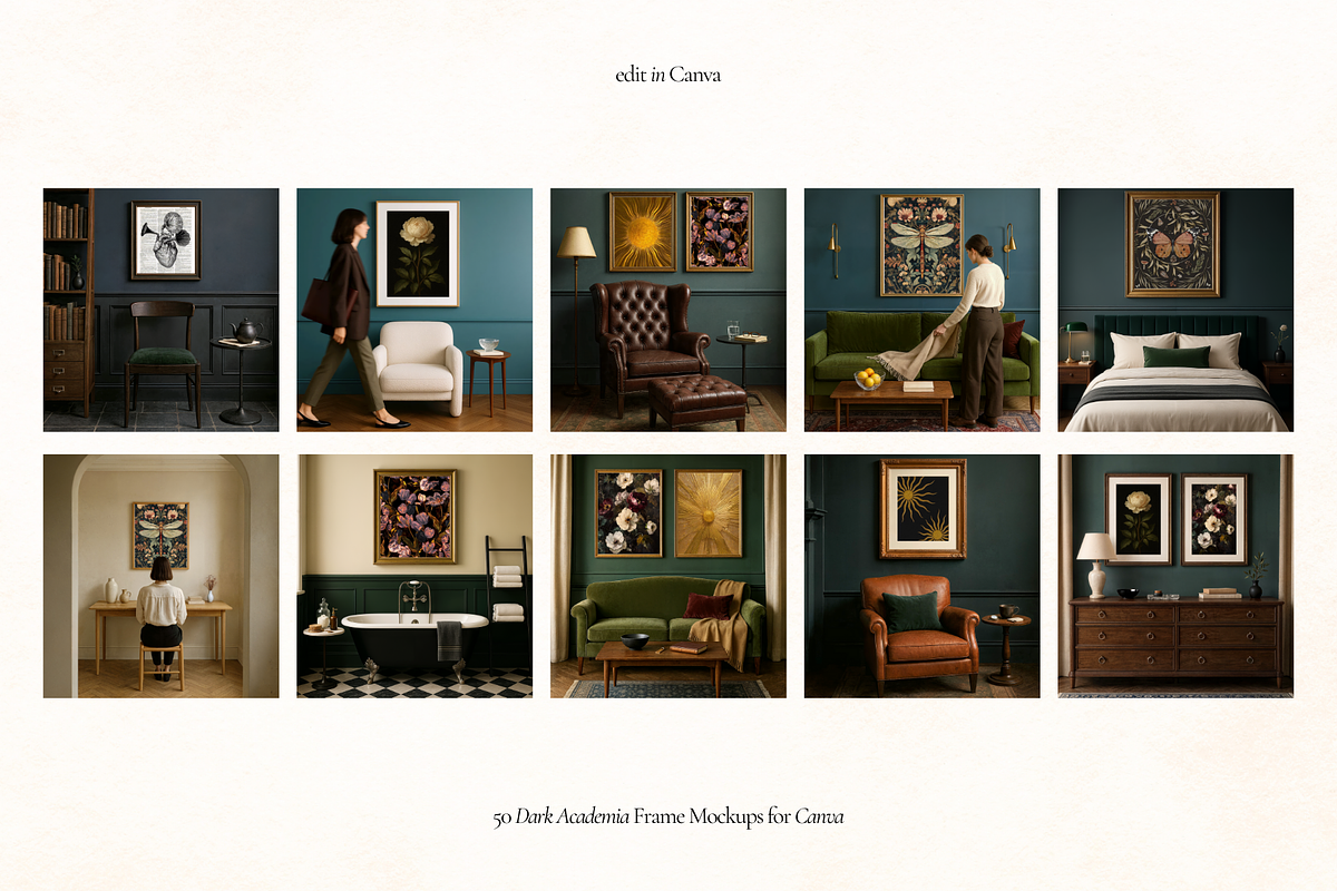 Dark Academia Frame Canva Mockups, a Household Mockup by Matisse Studio (Photo 7 of 10)