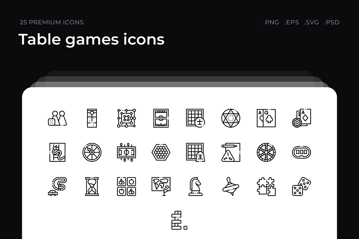 Table games icons, an Outline Icon by Wencory (Photo 1 of 2)