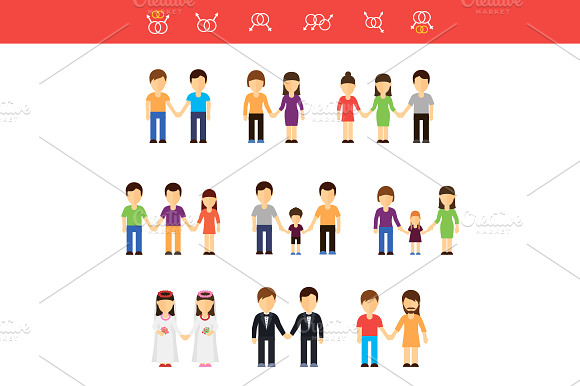 Flat Vector Of Same Sex Couples