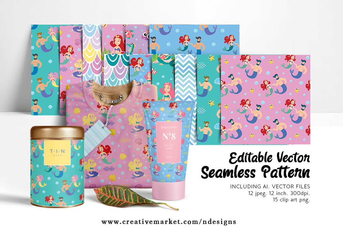 Mermaid Tileable Pattern, a Pattern Graphic by NDesigns (Photo 1 of 4)