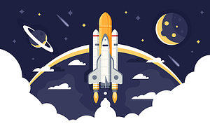 Space and flights, a Technology Illustration by Evanat Illustrations