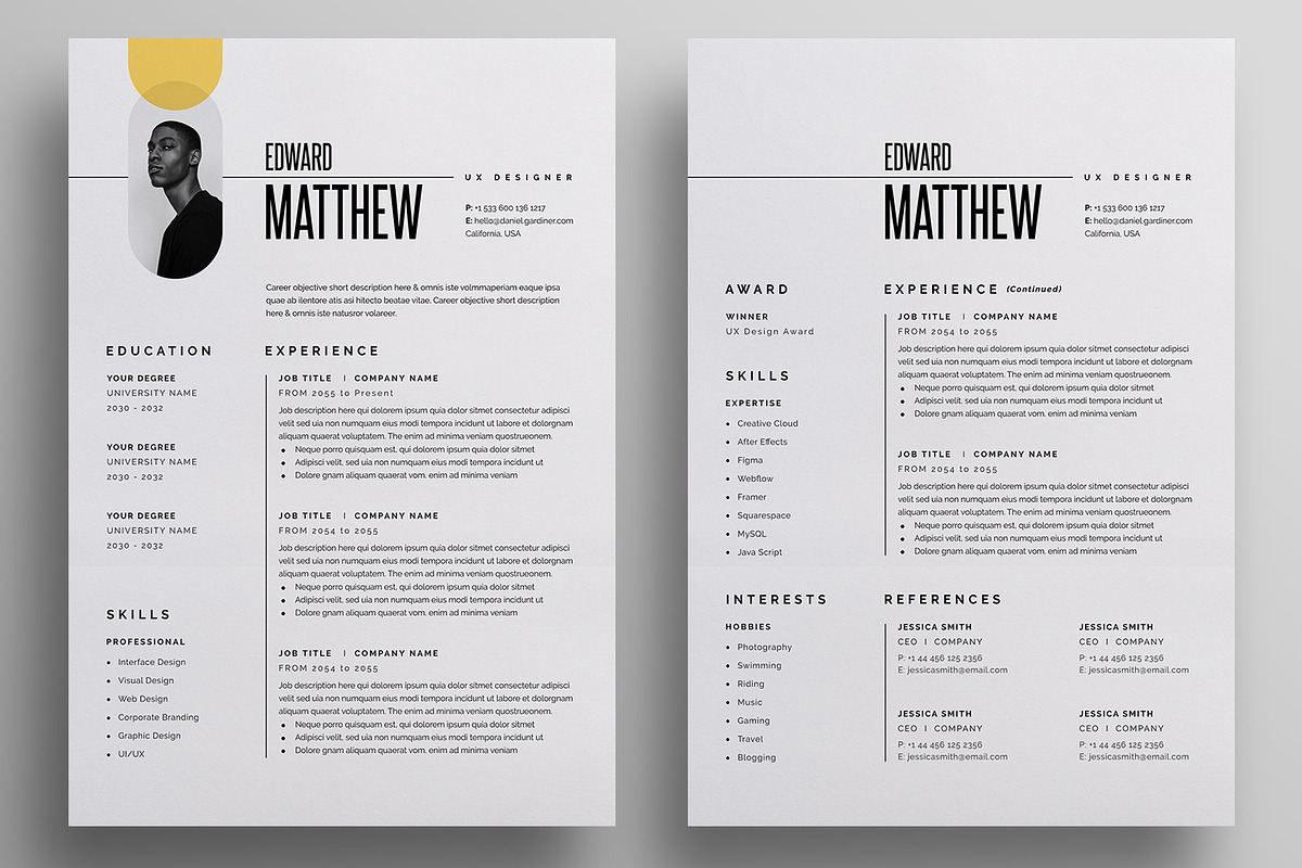 2 Resume/CV Bundle, a Resume Template by Reuix Studio (Photo 5 of 11)
