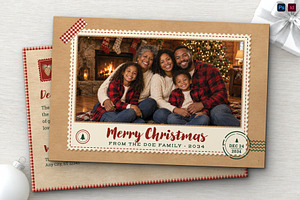 Rustic Christmas Photo Postcard