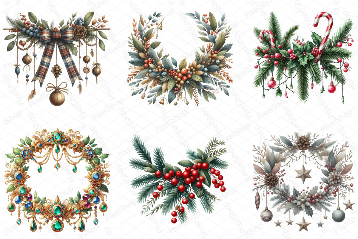 Christmas Garlands Sublimation Clipa, an Illustration by DreamPrint404 (Photo 2 of 4)