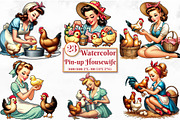 Watercolor Pin-up Housewife, a Seasonal Illustration by Craft Nest (Thumbnail 1 of 5)