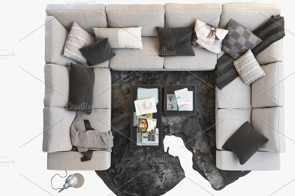U-shaped sofa 3d model, a Furniture 3D Model by 3dmitruk (Photo 6 of 11)