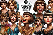 Vintage flappers clipart set, a Decorative Illustration by ThatsDesignArt (Thumbnail 1 of 10)
