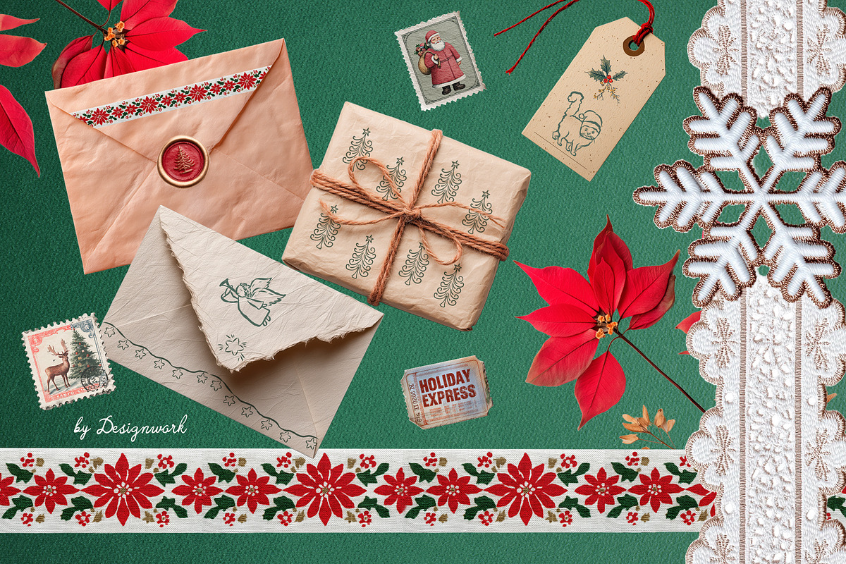 Vintage Christmas Collage Pack, an Object Graphic by Designwork (Photo 8 of 9)