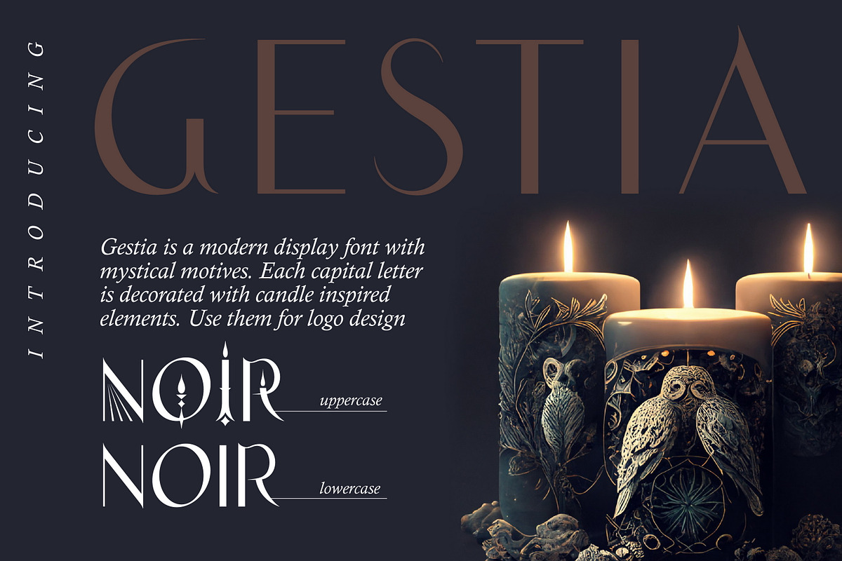 Gestia Candle Aesthetic Display Font, a Sans Serif Font by Struvictory.art (Photo 2 of 11)