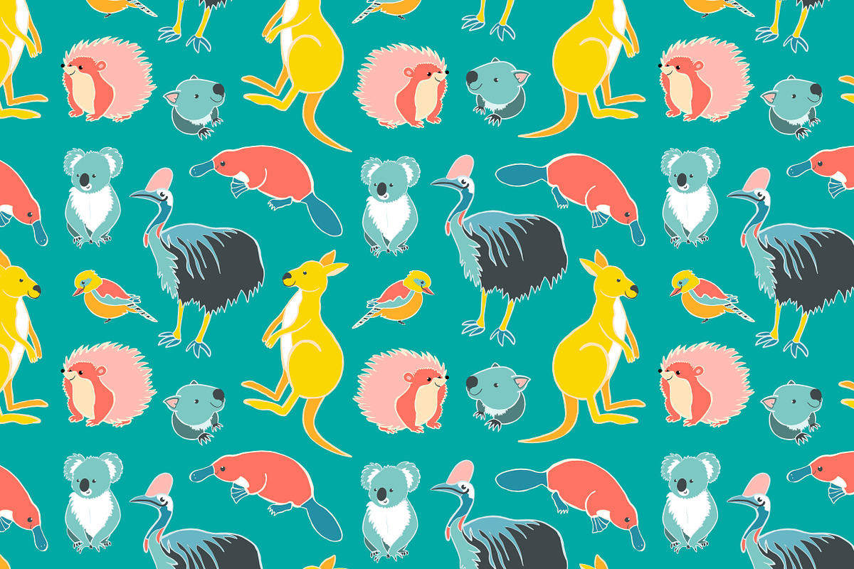 Aussie Animals Seamless Pattern, a Pattern Graphic by Painted Puffin Creative (Photo 4 of 5)
