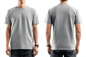 Grey T-Shirt Mockup Front and Back V, a Photo by Pixeness Studio