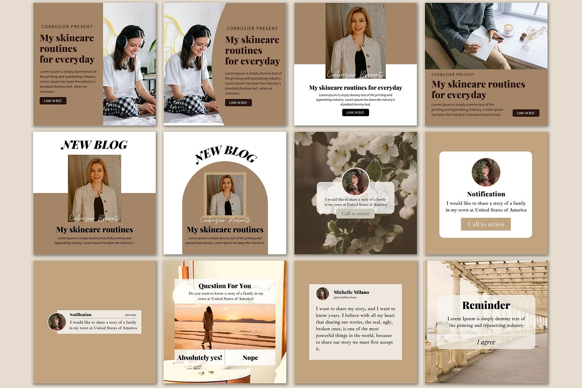 Light Brown Instagram Template Canva, a Social Media Template by bonadigitals (Photo 3 of 7)