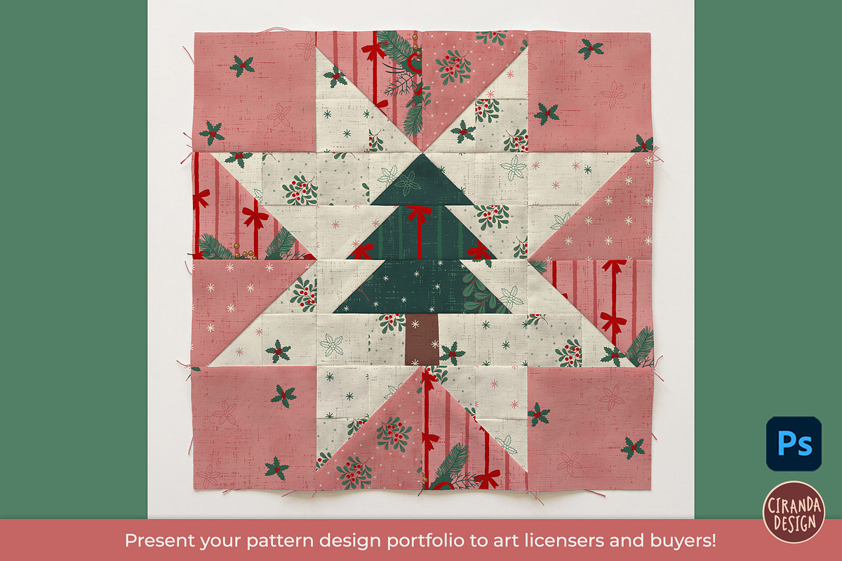 Christmas Tree Quilt Block Mockup, a Household Mockup by Ciranda Design (Photo 4 of 10)