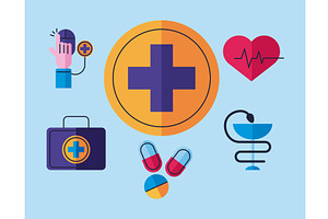 six medical healthcare icons, a Healthcare Illustration by studiogstock