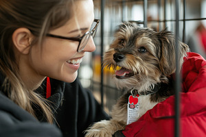 Smiling woman gazing at an adorable, an Animal Photo by Pixeness Studio