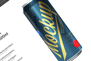 Matte Aluminum Can Mockup 500ml