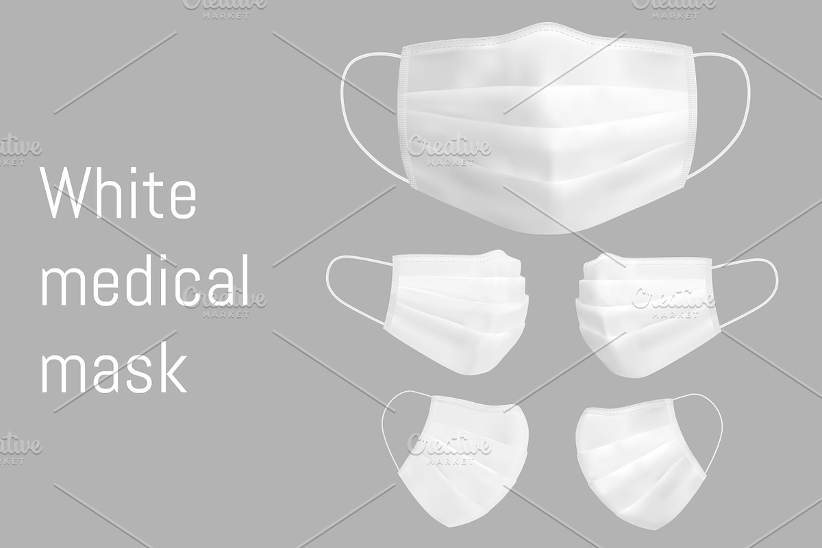 White medical mask. Vector image, a Mask Mockup by Kseniia_designer's shop (Photo 1 of 3)