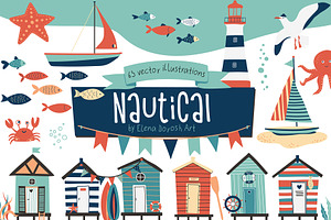 Nautical Cute Cartoon Vector Clipart