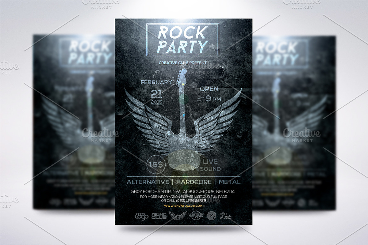Rock Party Flyer, a Flyer Template by CREATIVE DUDE (Photo 1 of 5)