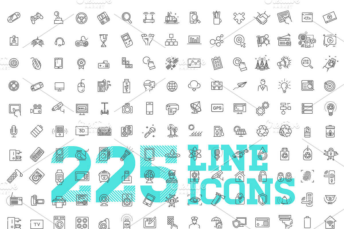 Technologies concepts, icons set, an Outline Icon by Tettygreen (Photo 2 of 10)