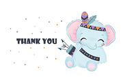 Bohemian Baby Elephants Clipart Set, an Animal Illustration by DrawStudio1988 (Thumbnail 3 of 3)