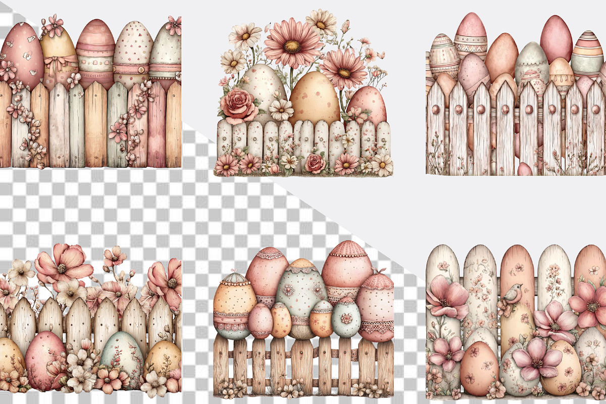 Whimsical Easter Eggs Fence Clipart, an Illustration by SVGArt (Photo 3 of 7)
