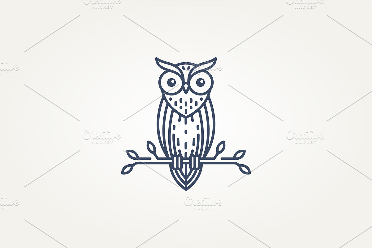 owl bird standing on a branch logo, a Branding & Logo Template by Blazybone