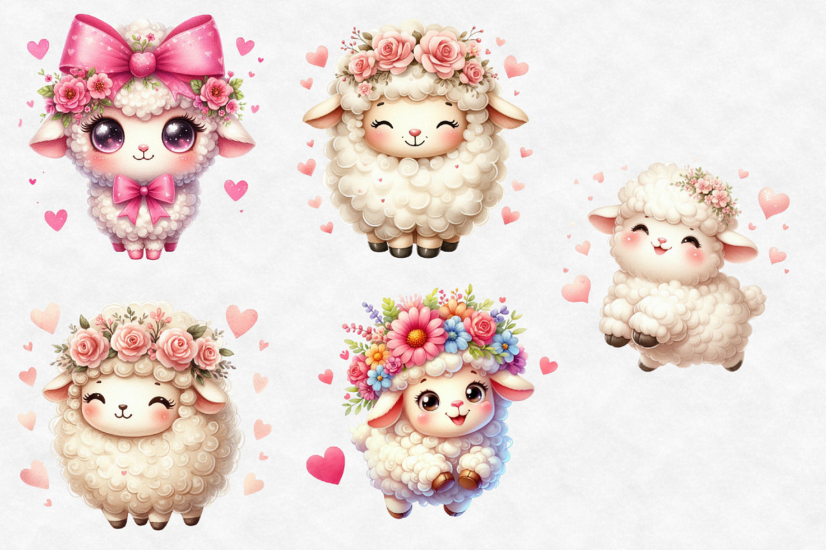 Cute Valentine Sheep Clipart, an Illustration by Designworld (Photo 5 of 6)