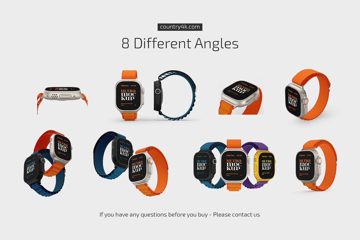 Apple Watch Ultra Mockup Set, a Wearable Device Mockup by Country4k (Photo 4 of 4)