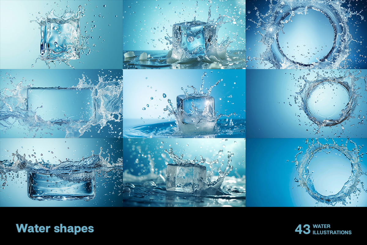 Water shapes. 43 images, a Decorative Illustration by Handmadefont (Photo 6 of 11)