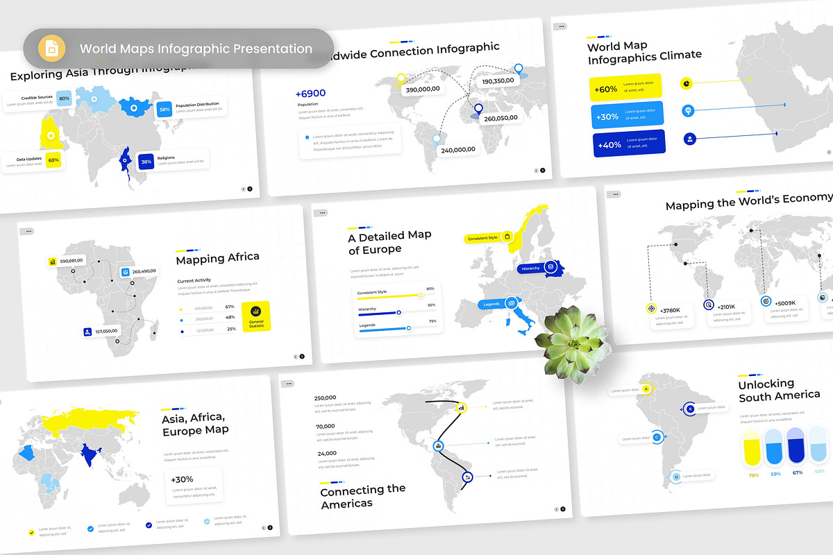 World Maps Infographic Slides, a Presentation Template by Antstheme (Photo 1 of 2)