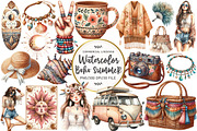 Watercolor Boho Summer Clipart, an Illustration by OK Design (Thumbnail 1 of 5)
