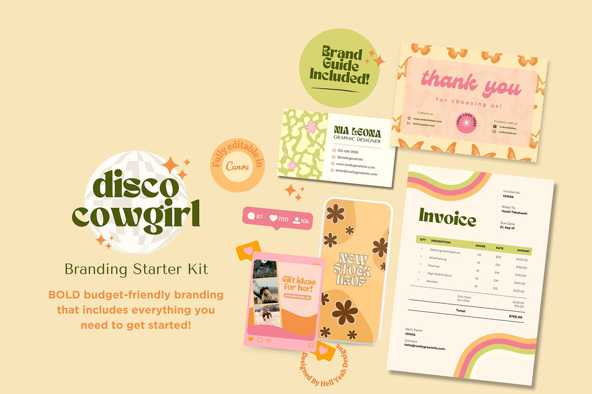 Disco Cowgirl Branding Starter Kit, a Branding & Logo Template by Hell Yeah Designs (Photo 2 of 18)