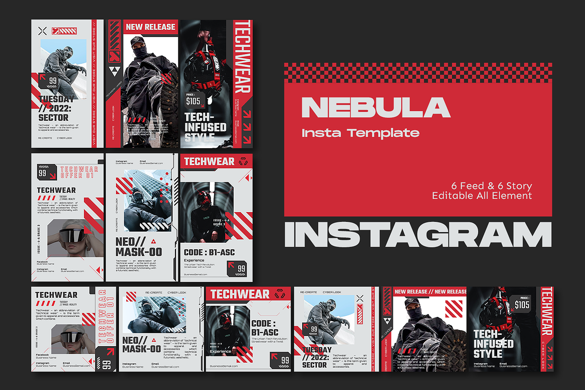 Nebula Techwear Instagram Kit, a Social Media Template by Shinra Labs (Photo 4 of 5)