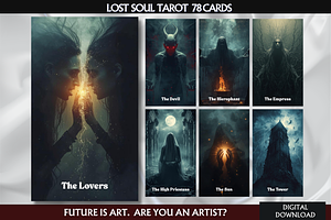 Gothic Tarot Cards Deck, a Decorative Illustration by Mugio