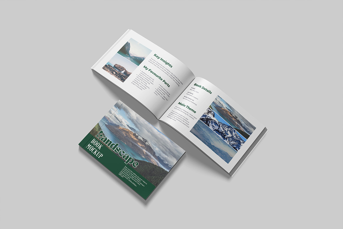 Landscape Book Mockup, a Mockup by DxSLEX (Photo 5 of 5)