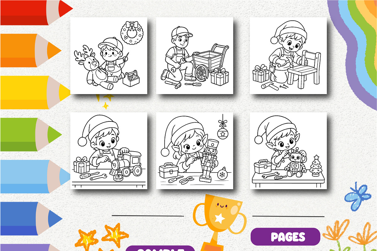 Christmas Repair Shop Coloring Book, a Seasonal Illustration by Design Zone (Photo 4 of 5)