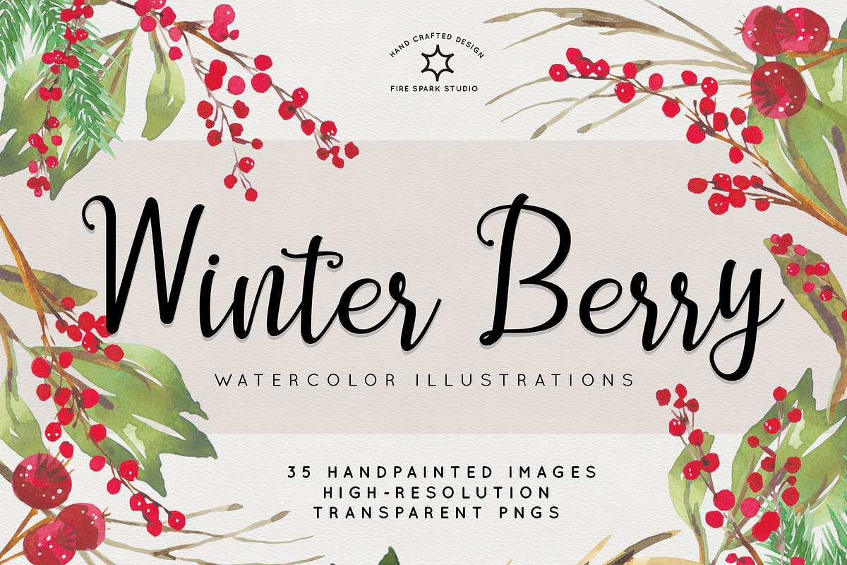 Winter Berry Watercolor Illustration, a Seasonal Illustration by Fire Spark Studio (Photo 1 of 7)