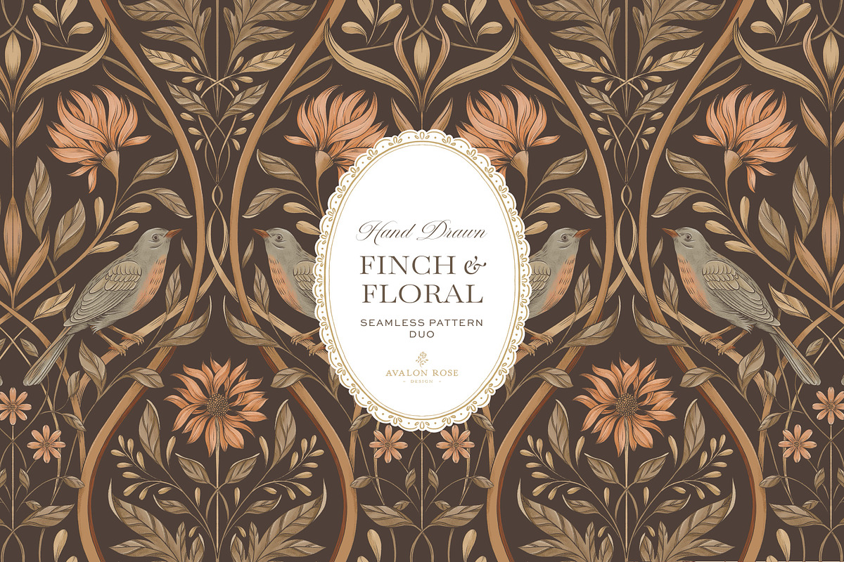 Vintage Bird & Floral Pattern Duo, a Pattern Graphic by Eclectic Anthology (Photo 1 of 13)