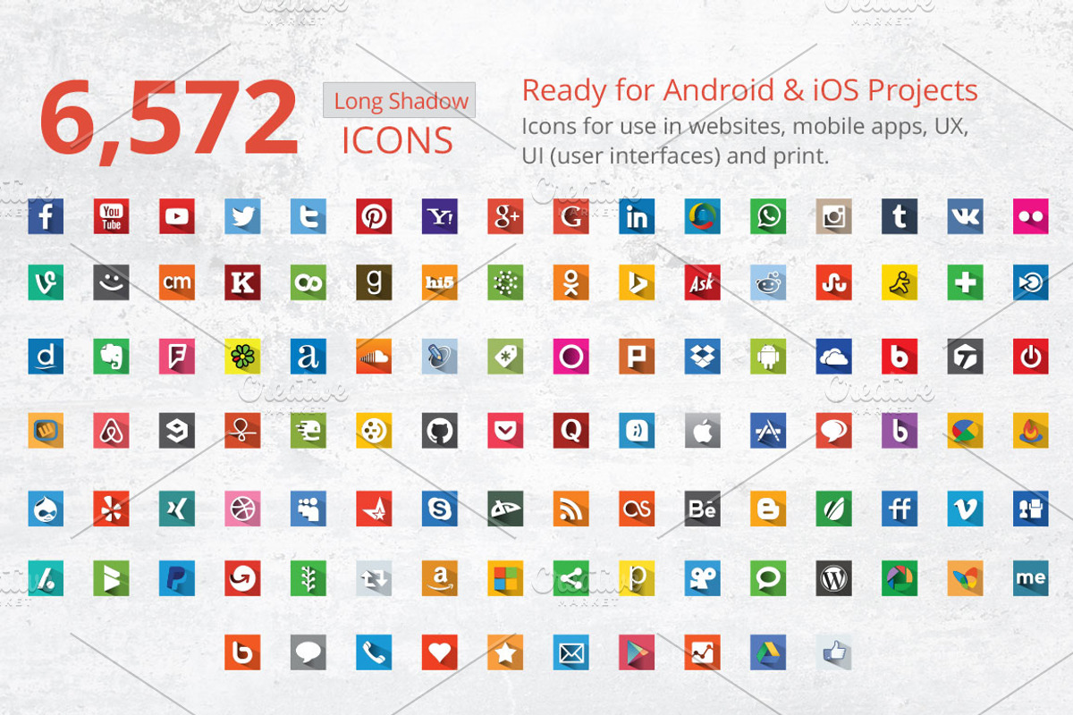 212 Flat Square Social Media Icons preview 2